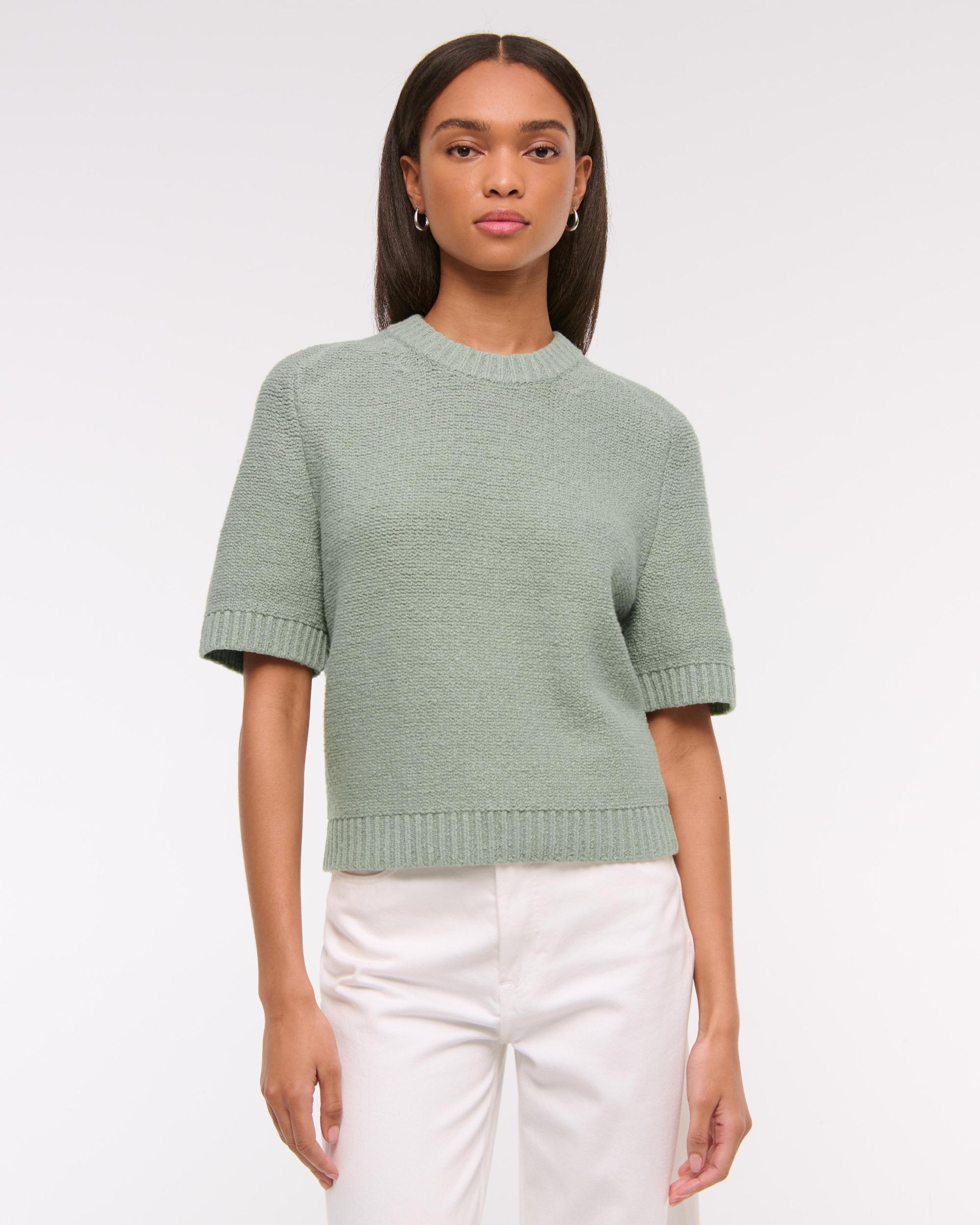 The A&F Madeline Textural Crew Sweater Tee Product Image