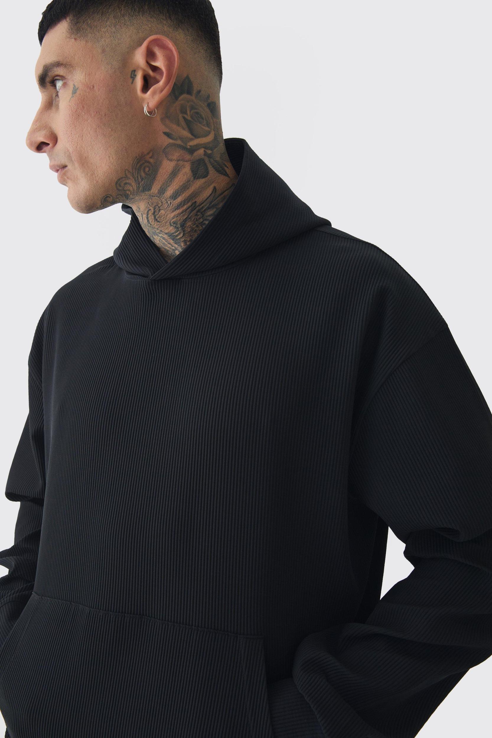 Tall Pleated Oversized Boxy Hoodie | boohooMAN USA Product Image