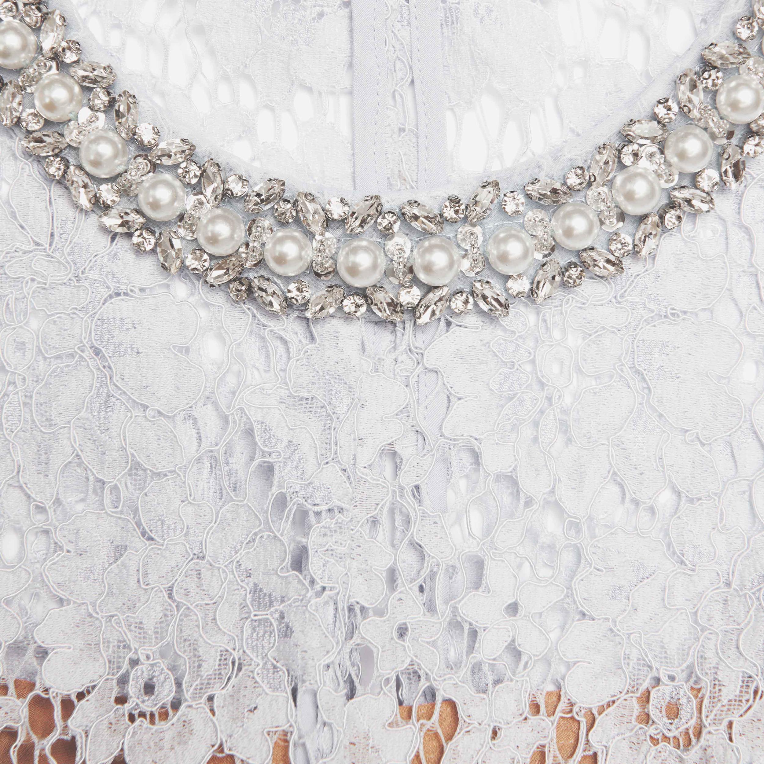 White Lace Tiered Maxi Dress Product Image