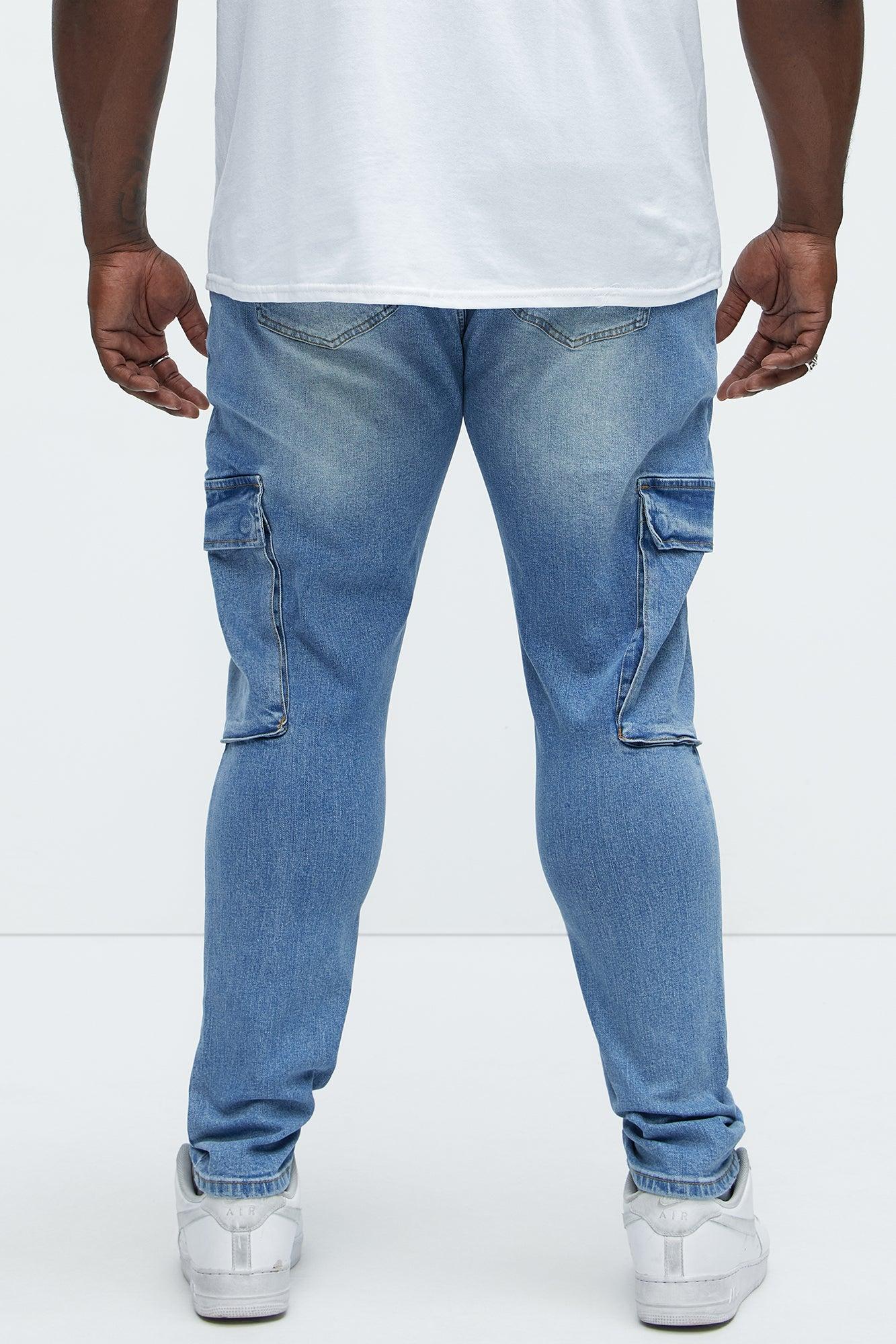 For The Streets Cargo Skinny Jeans - Light Wash Product Image