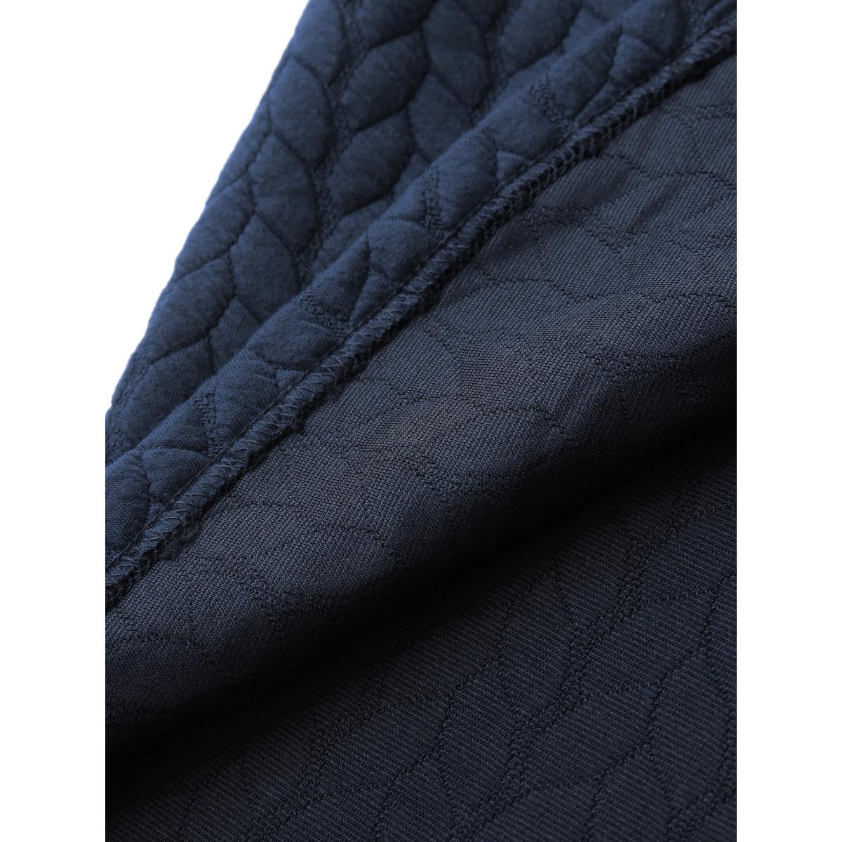 Plus Size Textured Button-Down Long Jacket Women Navy Texture Slanted pocket Casual Jackets BloomChic 30/6X Product Image