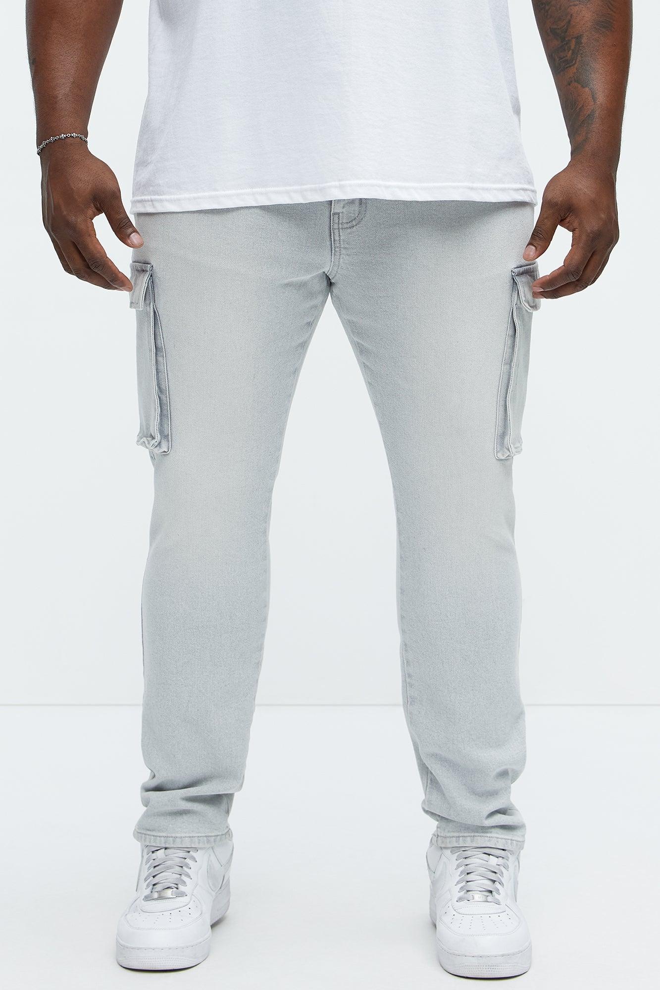 Classic Slim Cargo Jeans - Grey/Blue Product Image