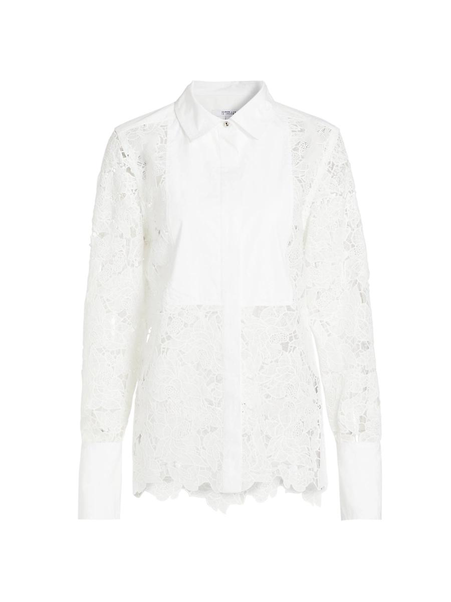 Womens Megan Floral Embroidered Cotton Sheer Shirt Product Image