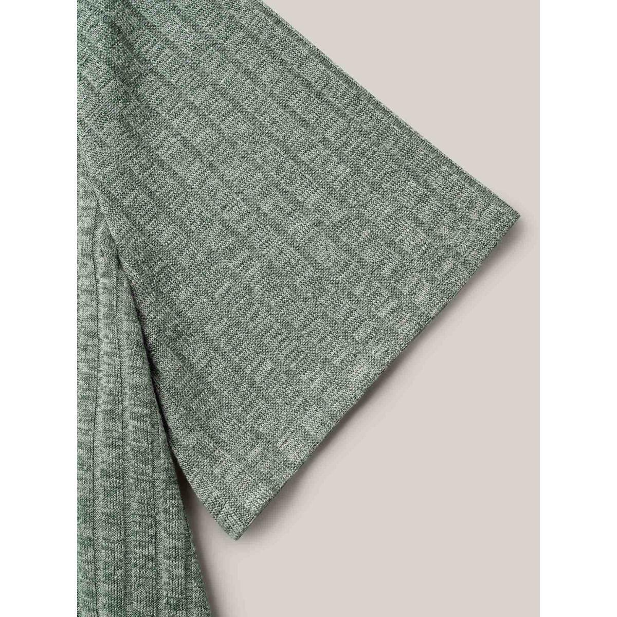 Plus Size Stretchy Textured Button Half Sleeve T-Shirt Sage Women Leisure Texture Round Neck Casual T-shirts BloomChic 10/M Product Image