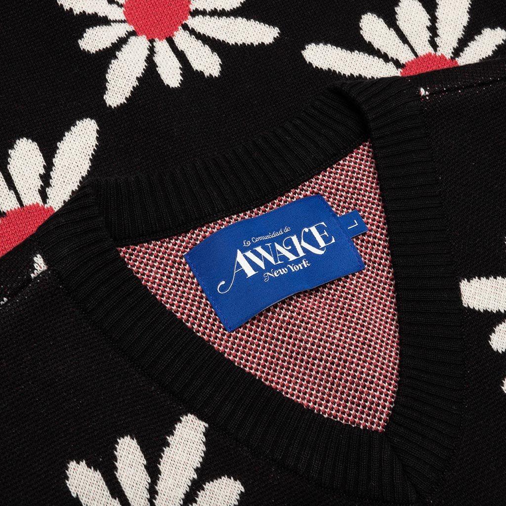 Checkered Floral Sweater Vest - Black Floral Male Product Image