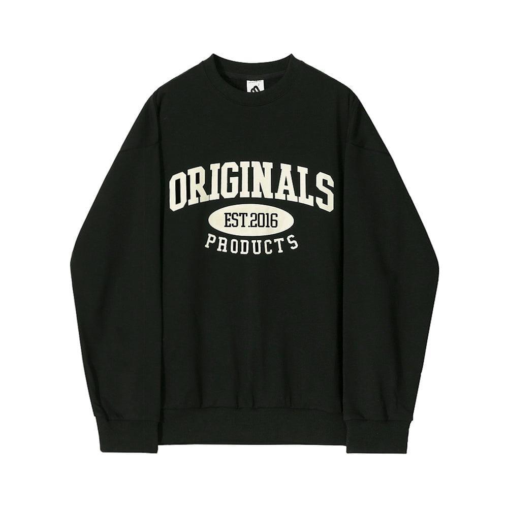 RT No. 5420 BLACK ROUND NECK LETTERED SWEATER Product Image