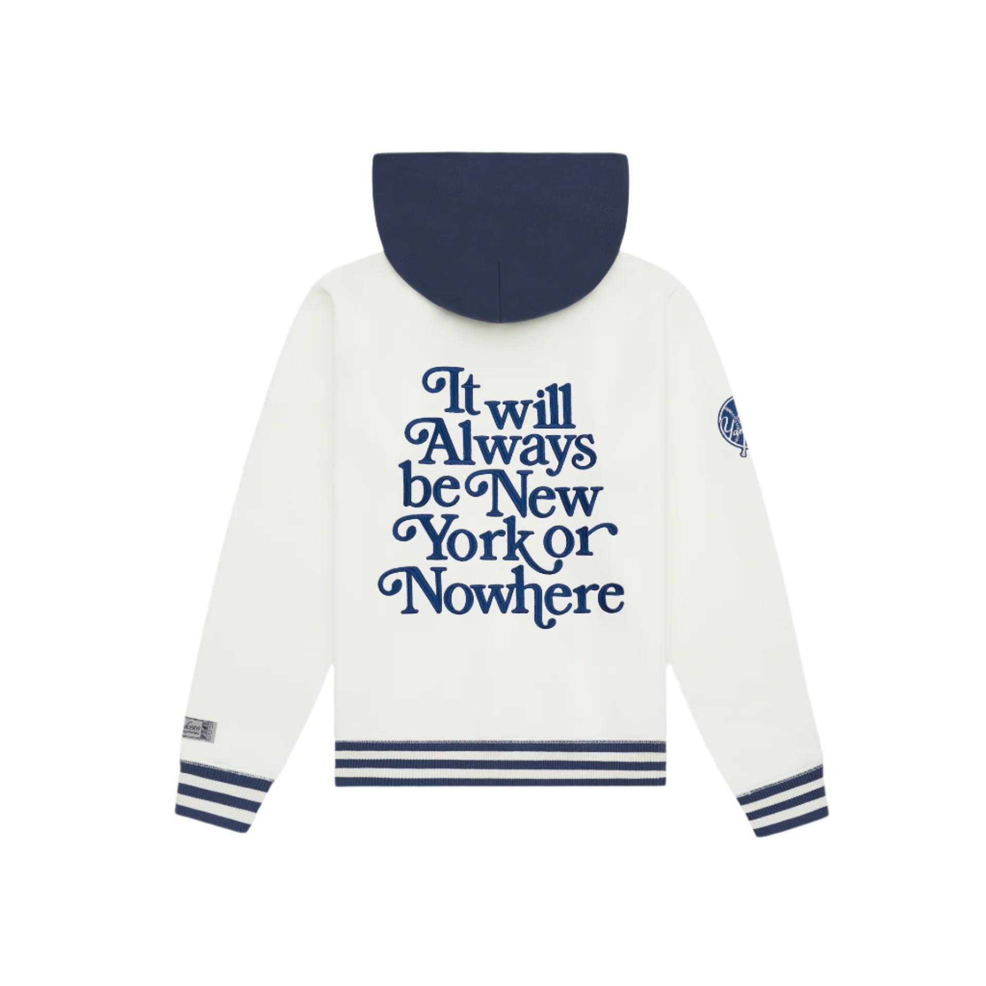 New York or Nowhere x New York Yankees White Motto Hoodie Male Product Image