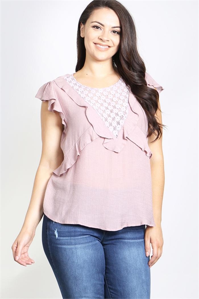 Ruffle Lace Flutter Sleeve Product Image