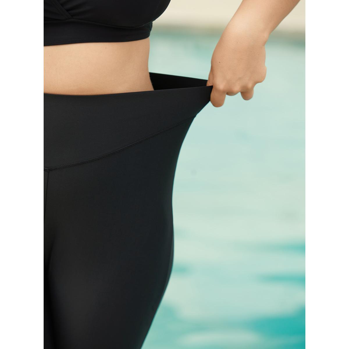 Plus Size Cut-Out Straps Hips Contour Swim Bottoms Women's Swimwear Black Resort Cross straps High stretch Skinny High Rise Curve Swim Bottoms BloomChic 30/6X Product Image