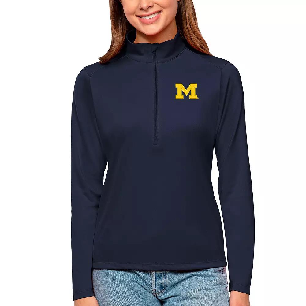 Women's Antigua Navy Michigan Wolverines Tribute Quarter-Zip Pullover Top, Size: 2XL, Blue Product Image