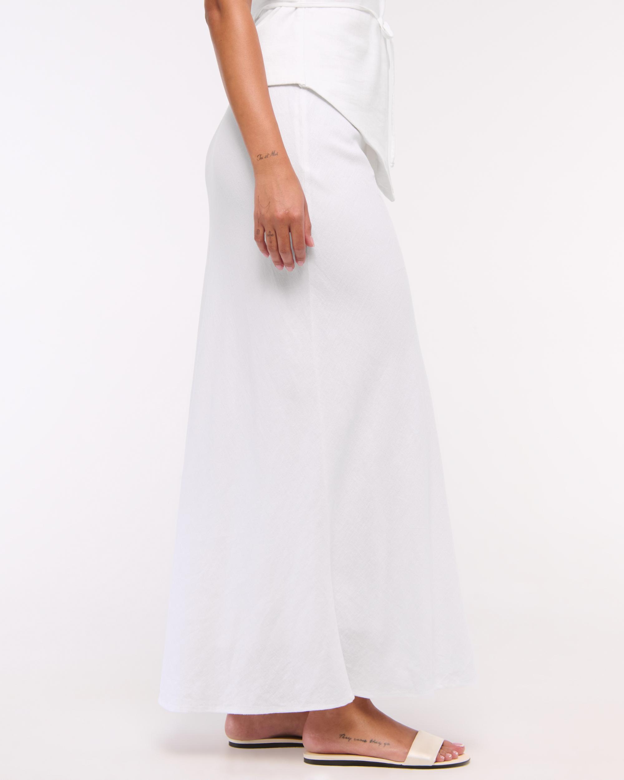 Mid Rise Linen-Blend Maxi Skirt Product Image