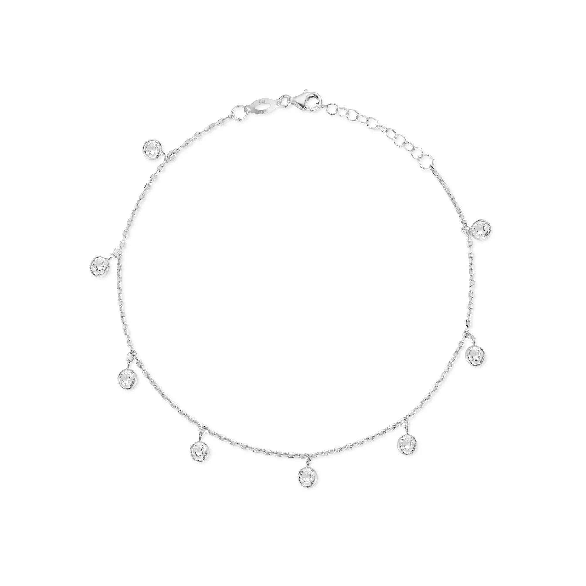 Sunkissed Sterling Silver Over Cubic Zirconia Anklet, Women's, Size: 10", Silver Tone Product Image