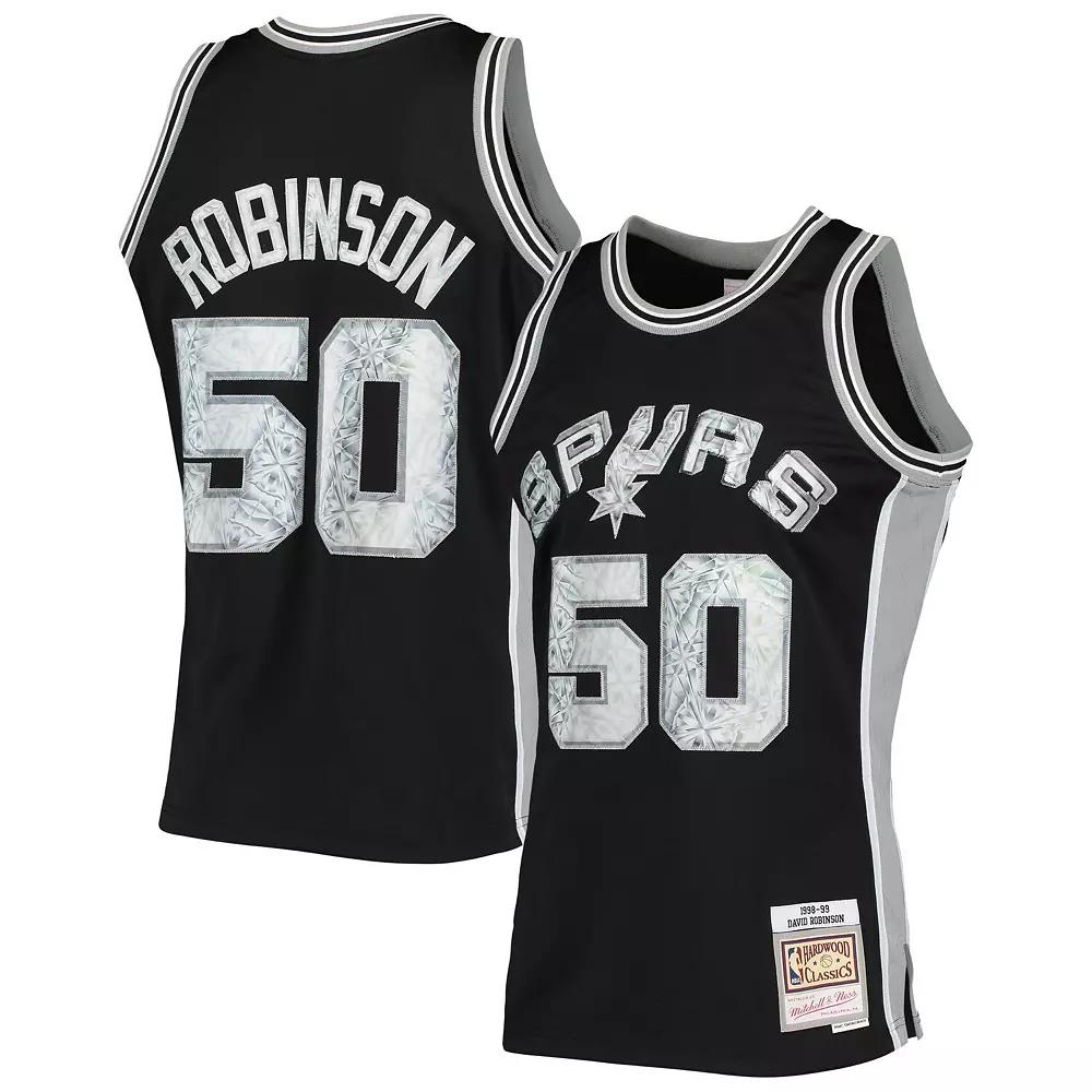 Men's Mitchell & Ness David Robinson Black San Antonio Spurs 1998-99 Hardwood Classics 75th Anniversary Diamond Swingman Jersey, Size: Medium Product Image