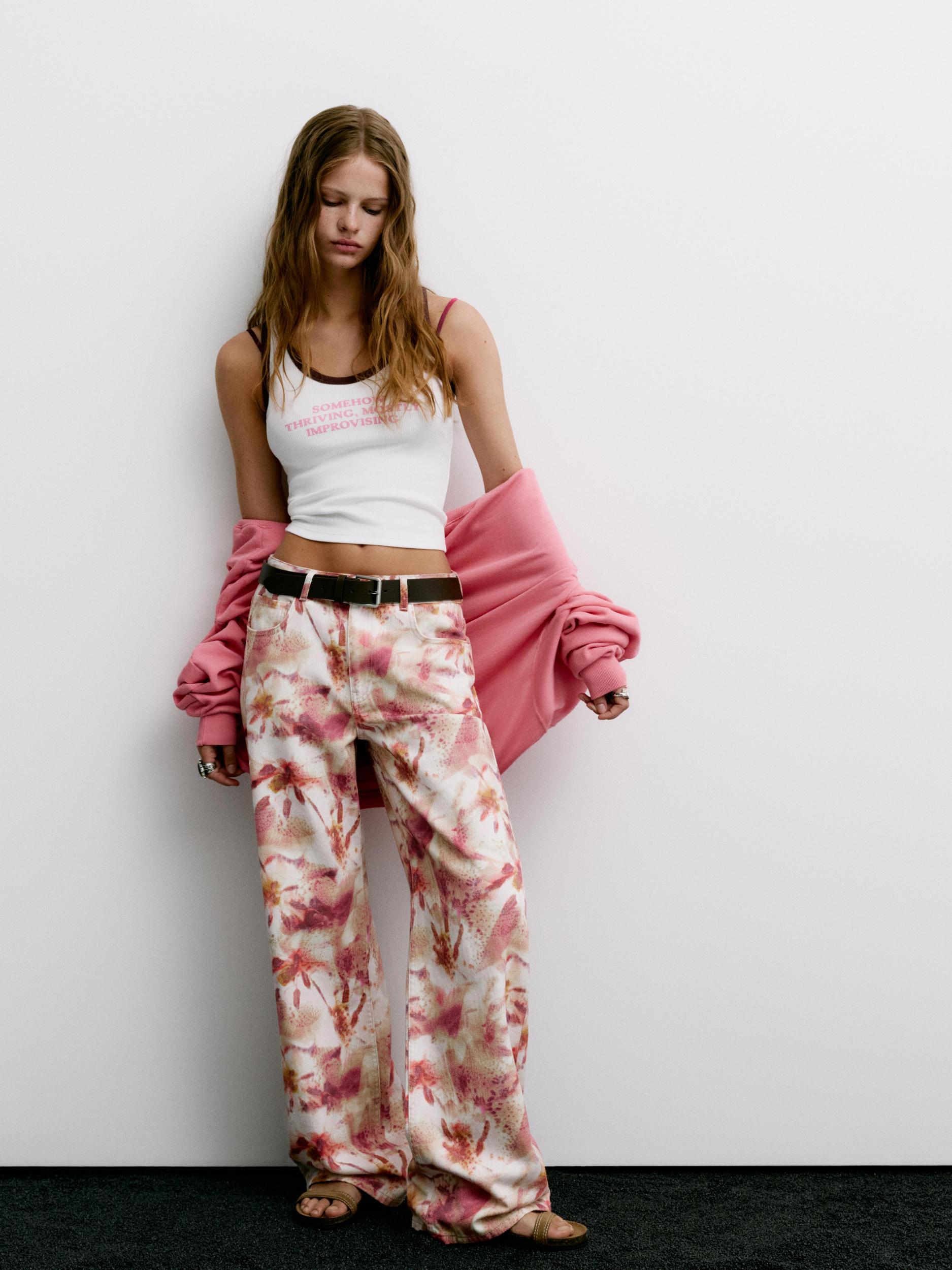 Floral print baggy jeans Product Image