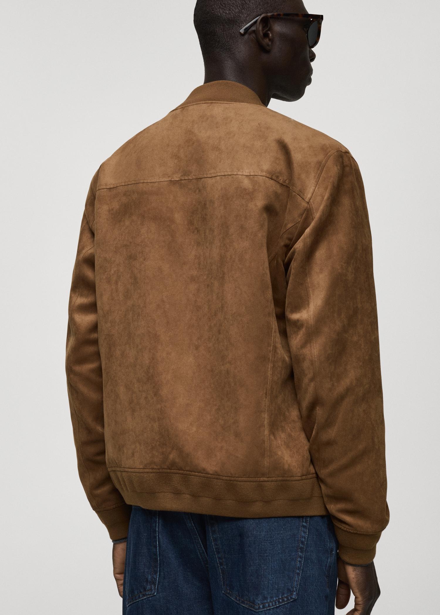 Suede-effect bomber jacket - Men | MANGO USA Product Image