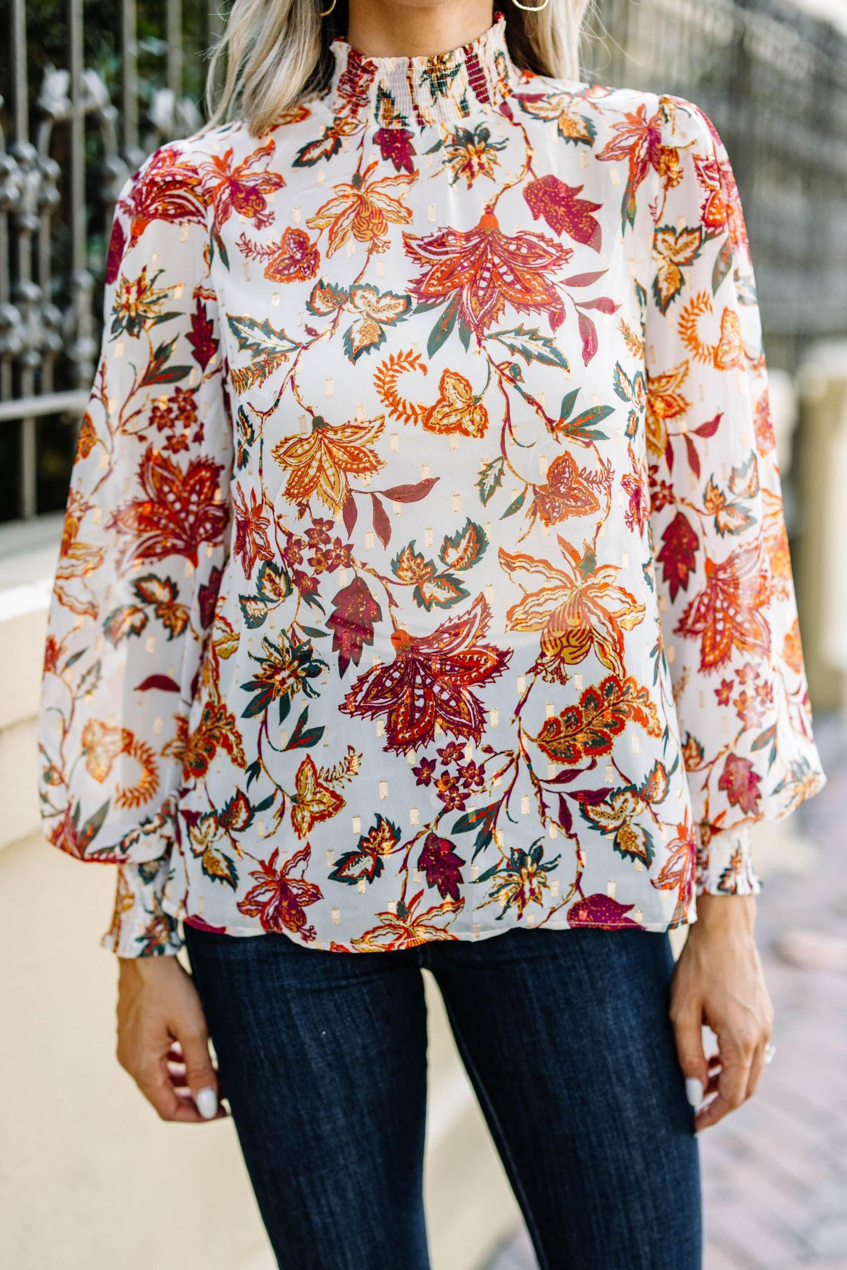 Right On Time Ivory White Floral Blouse Female Product Image