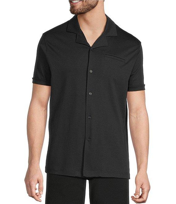 Murano Liquid Luxury Interlock Coat Front Short Sleeve Woven Shirt Product Image