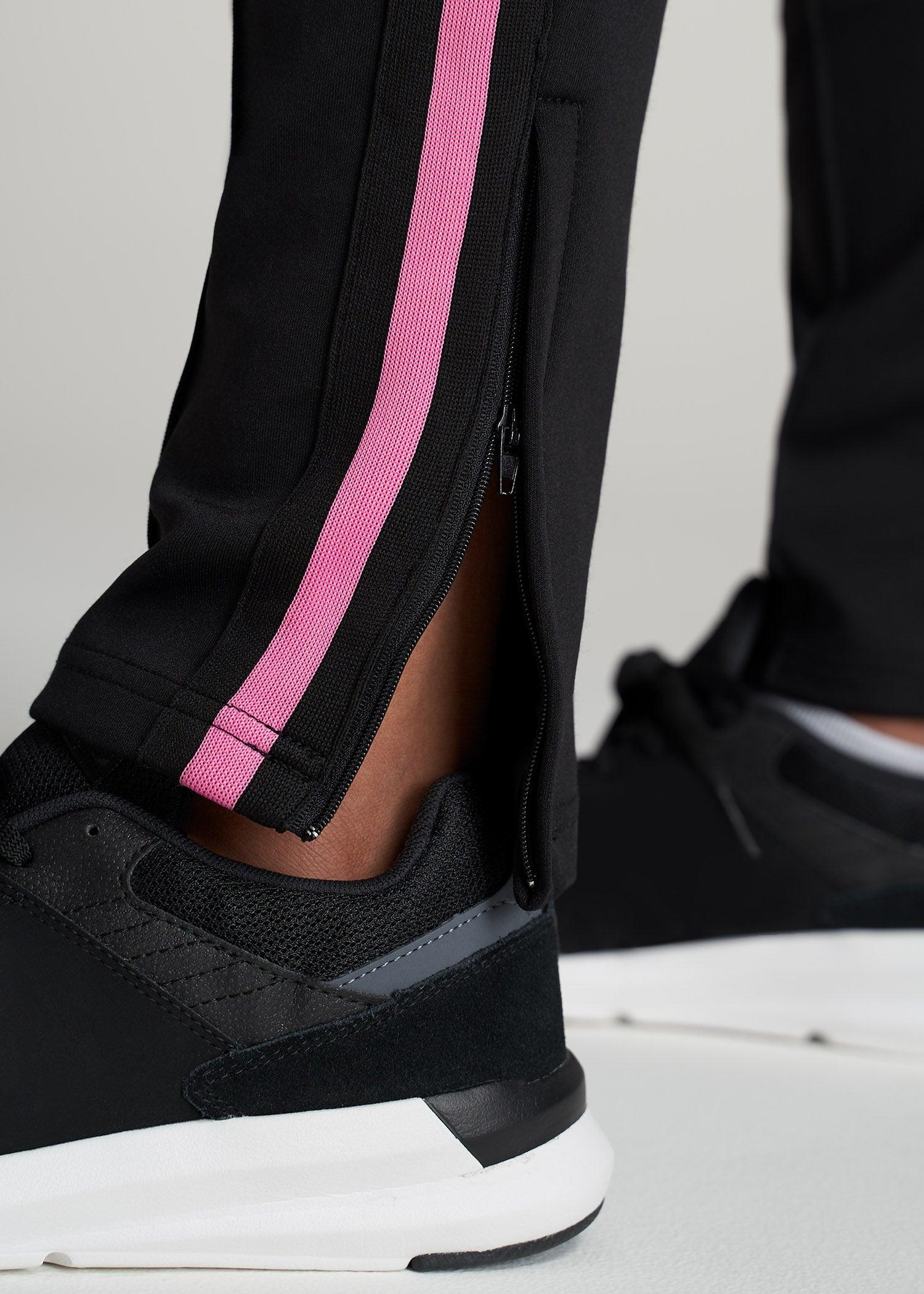 Women's Tall Athletic Stripe Pants in Black & Pink Product Image