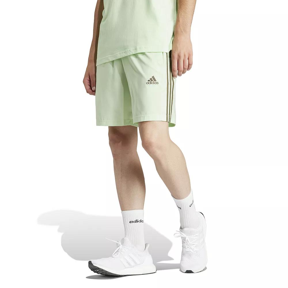 Men's adidas AEROREADY Essentials 9" Chelsea 3-Stripe Shorts, Size: Small, Semi Green Spark Product Image