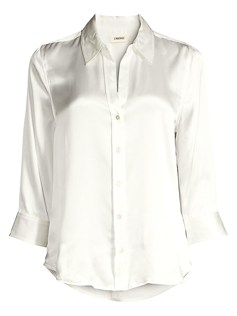 Womens Dani Three-Quarter Sleeve Silk Shirt Product Image