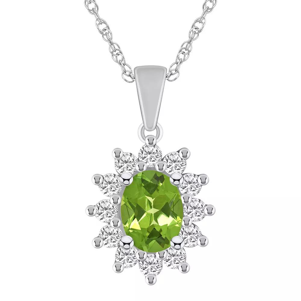 Alyson Layne 14k White Gold Oval Peridot & 5/8 Carat T.W. Diamond Pendant Necklace, Women's, Size: 18" Product Image