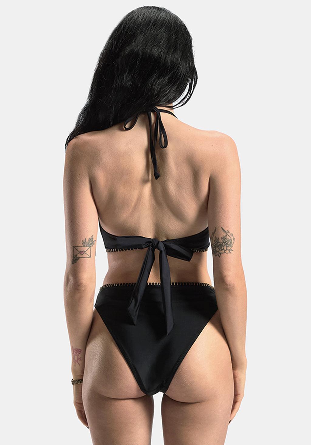 Sola Embroidered Halter Tie Back Bikini Top Product Image