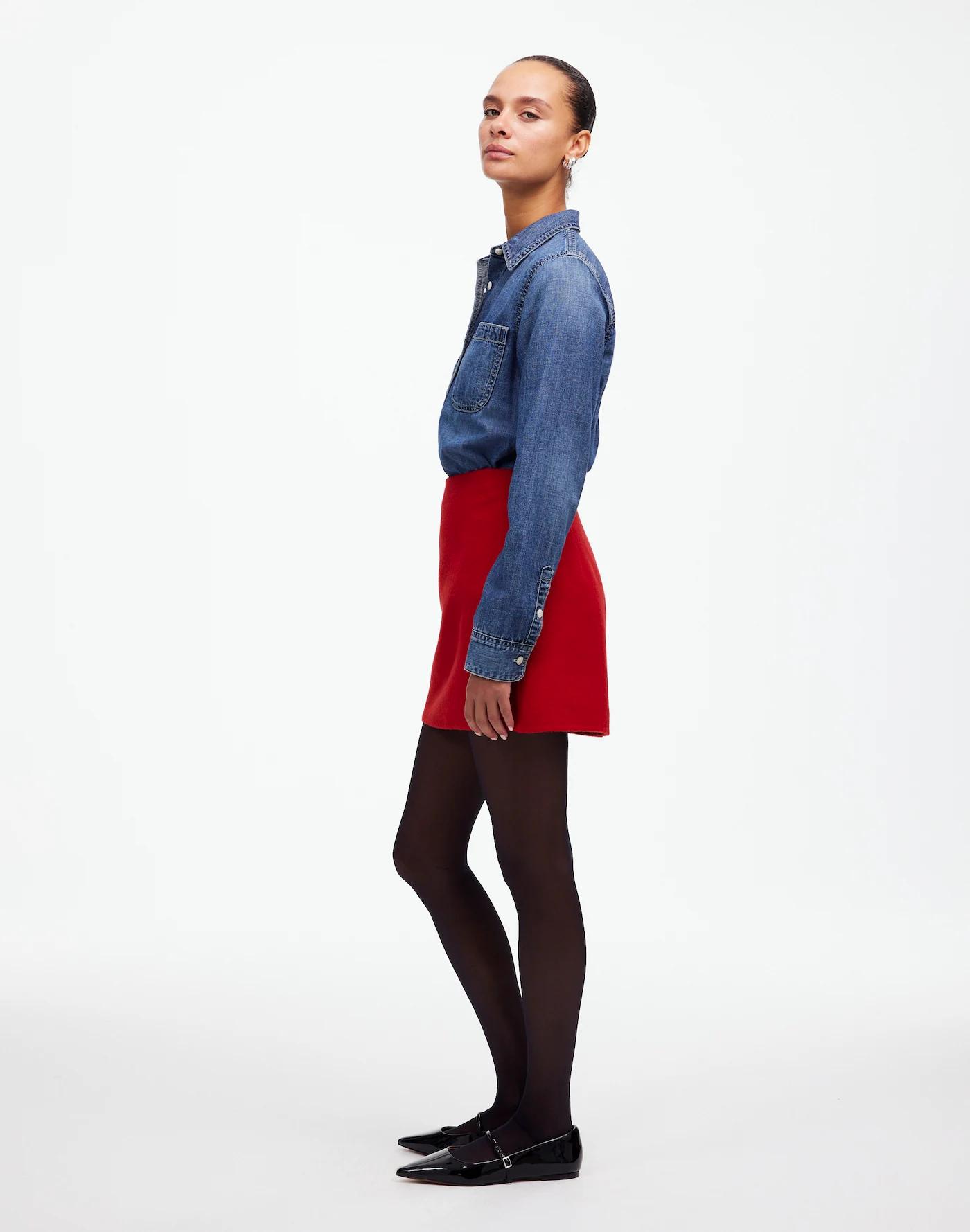 Double-Faced Mini Skirt in Wool Blend Product Image