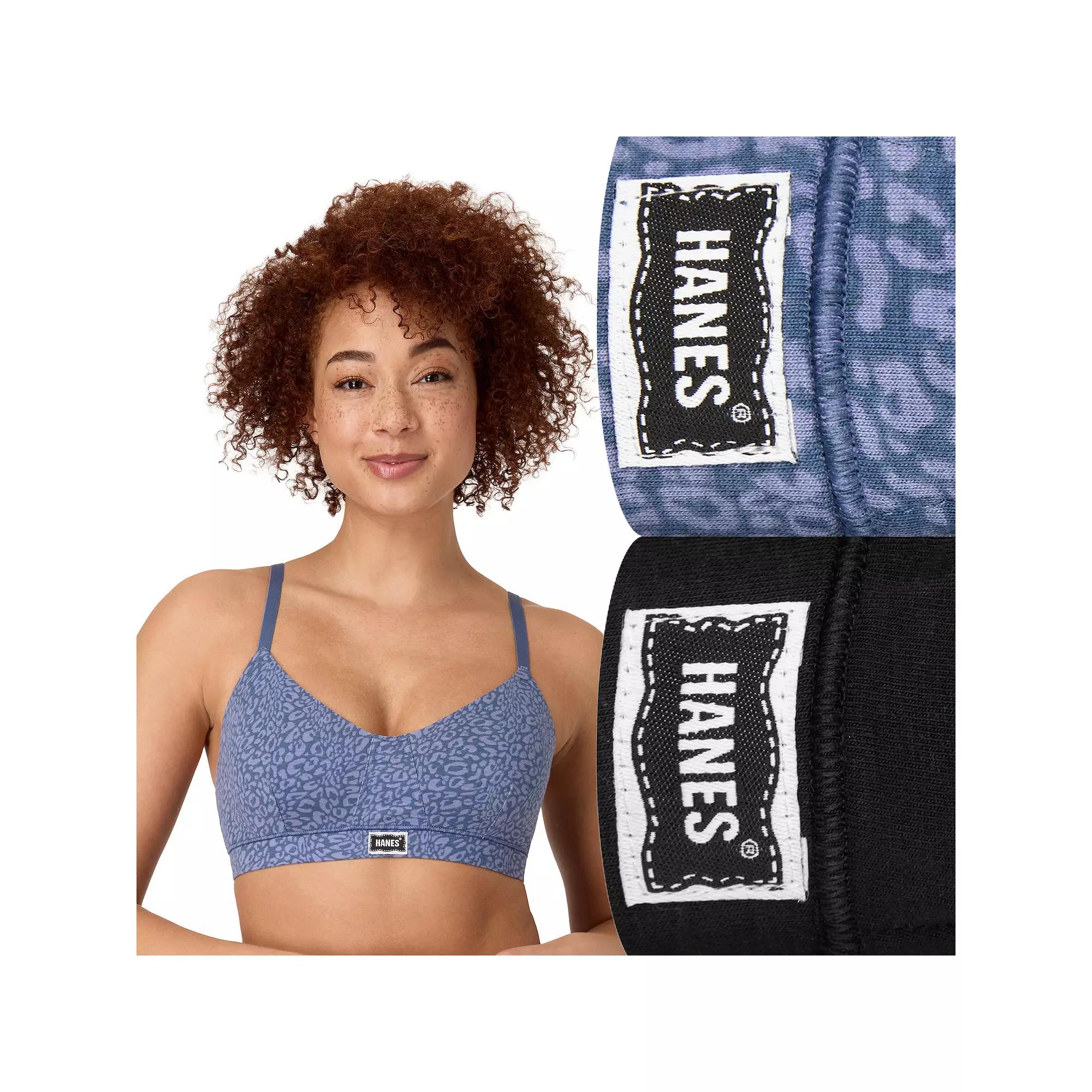 Hanes® Originals Ultimate 2-Pack Vintage Triangle Bralette Set DHO107, Women's,  Product Image