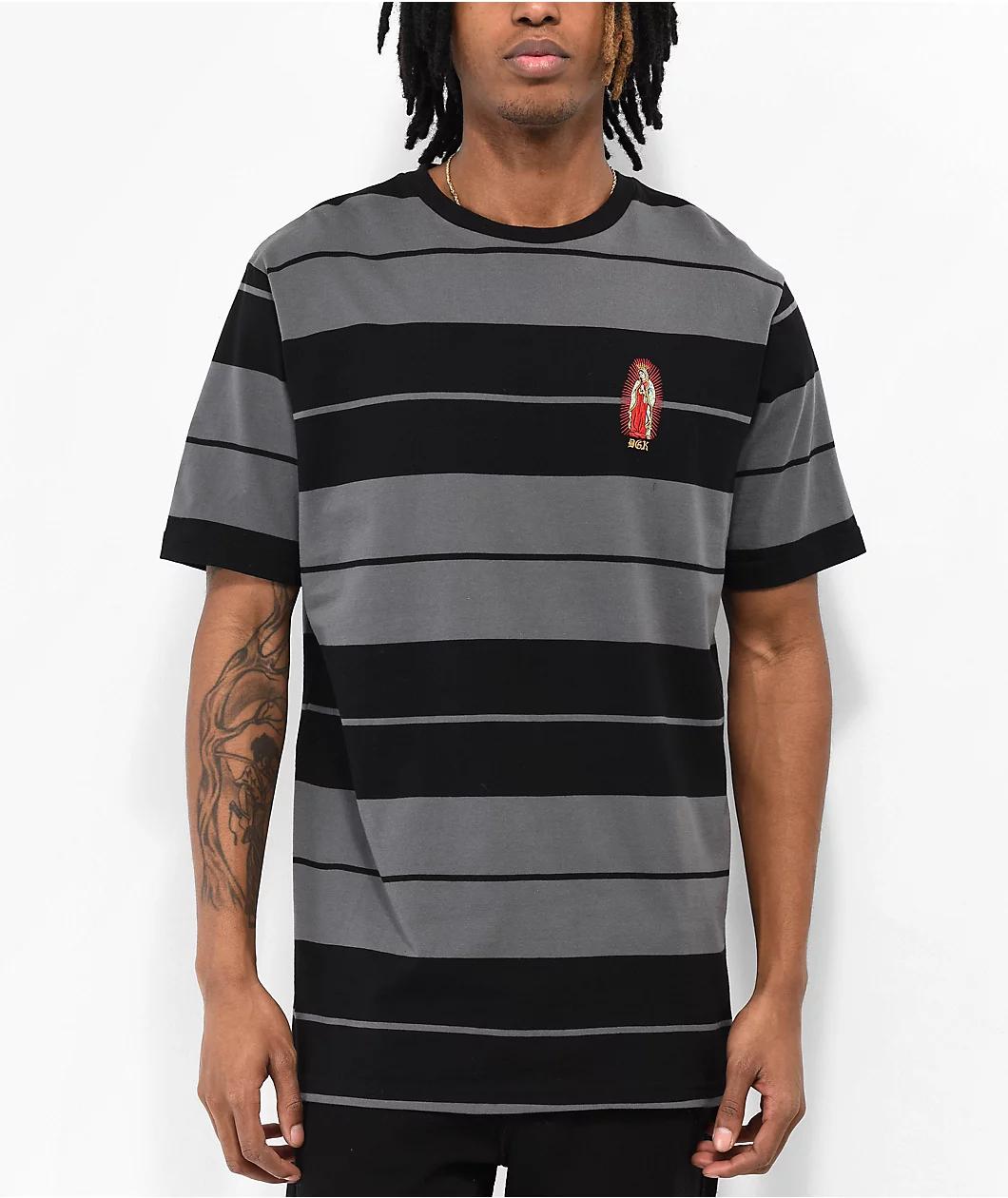 DGK Glory Black & Grey Stripe Knit T-Shirt Product Image