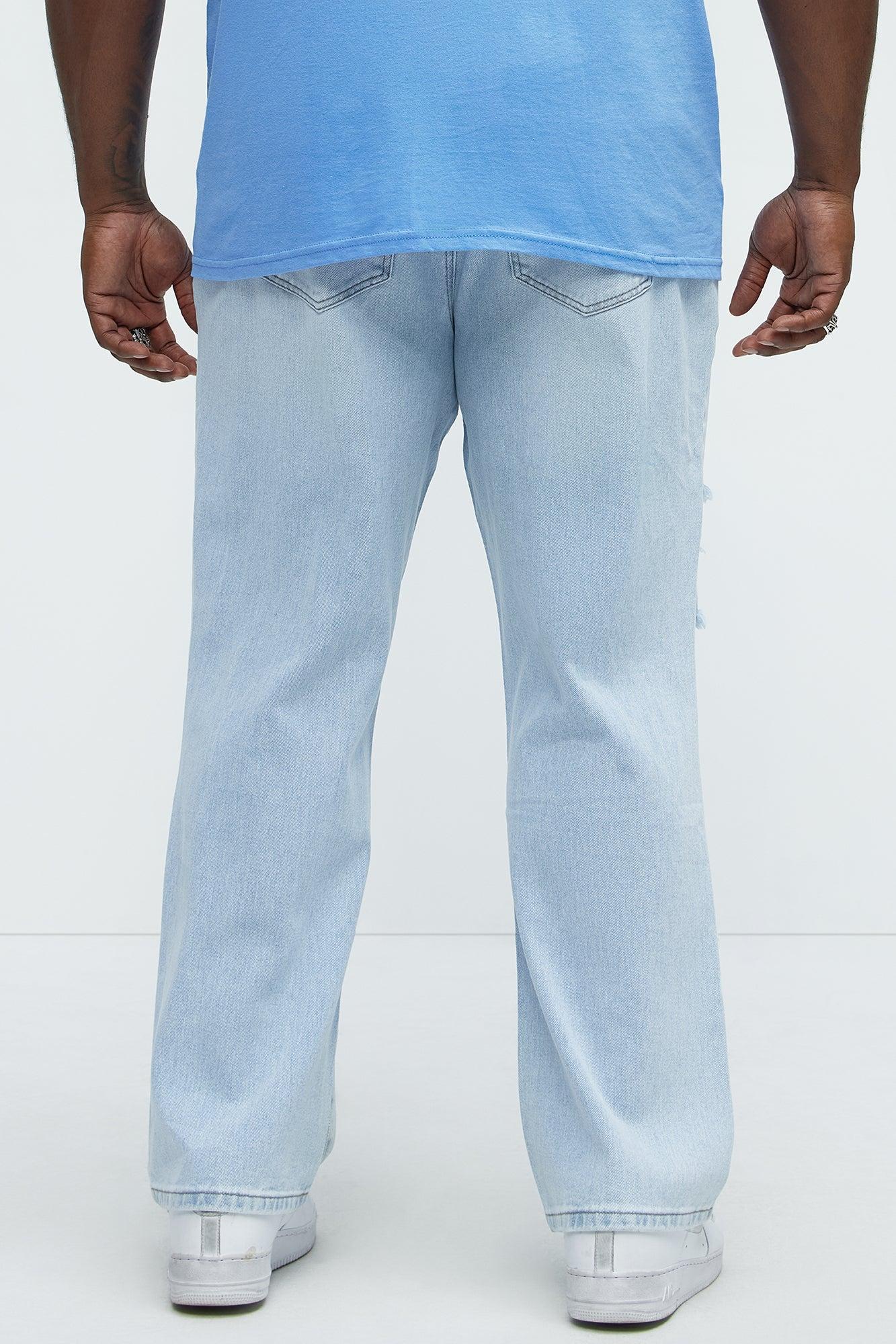 Classic Distressed Straight Jeans - Light Wash Product Image