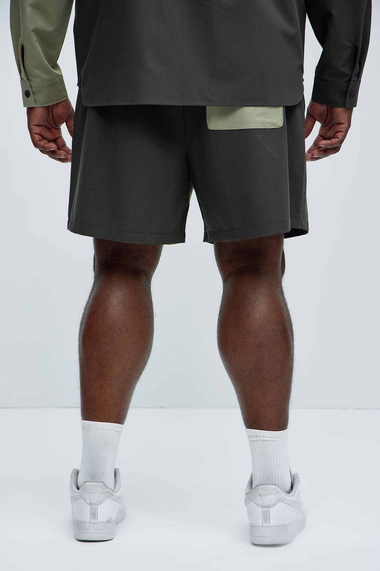 Colorblock Casual Short - Olive/combo Product Image