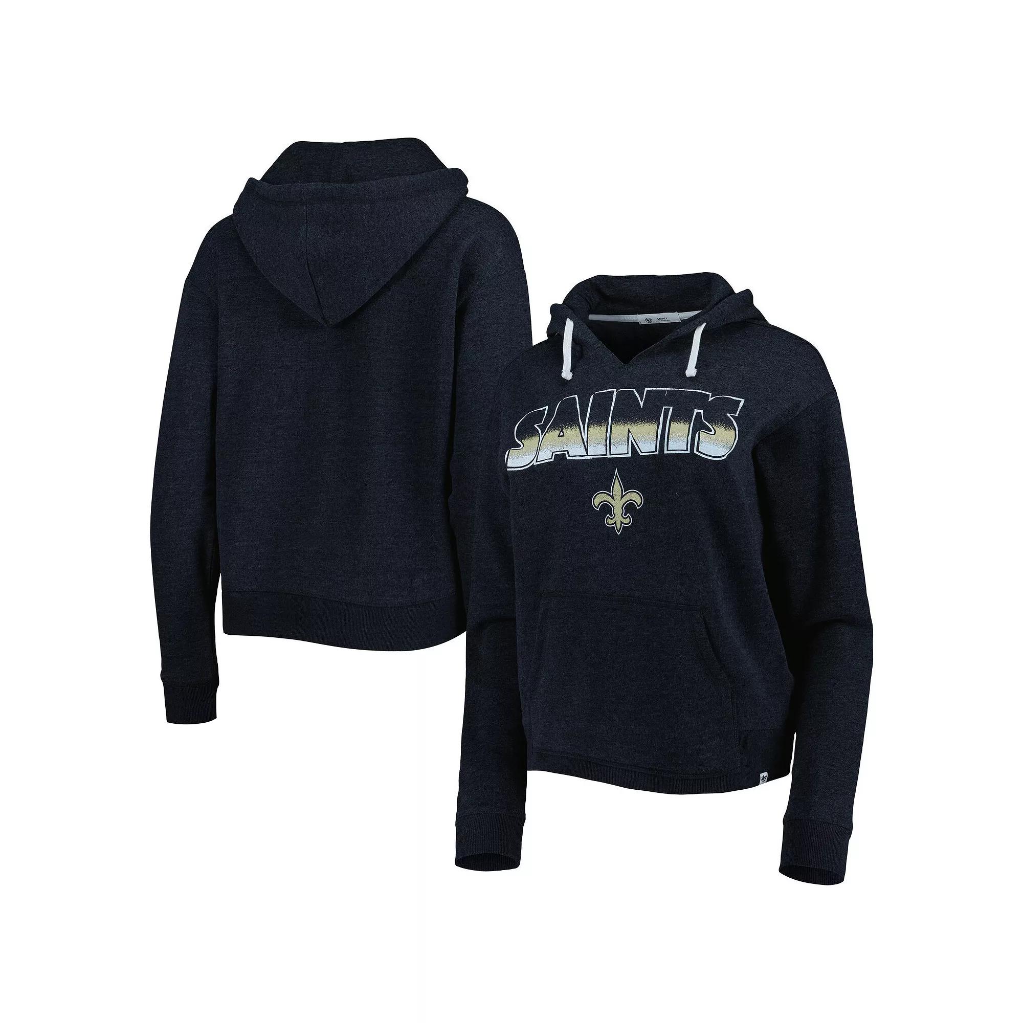 Women's '47 Black New Orleans Saints Color Rise Kennedy Notch Neck Pullover Hoodie,  Product Image