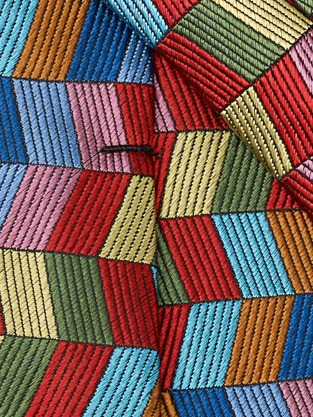 Geometric Woven Silk Tie - Red Multi Product Image