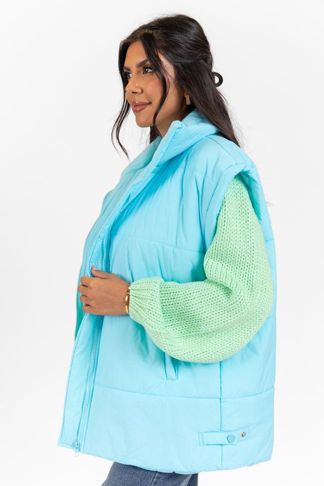 Going Upstate Blue Oversized Puffer Vest FINAL SALE Product Image