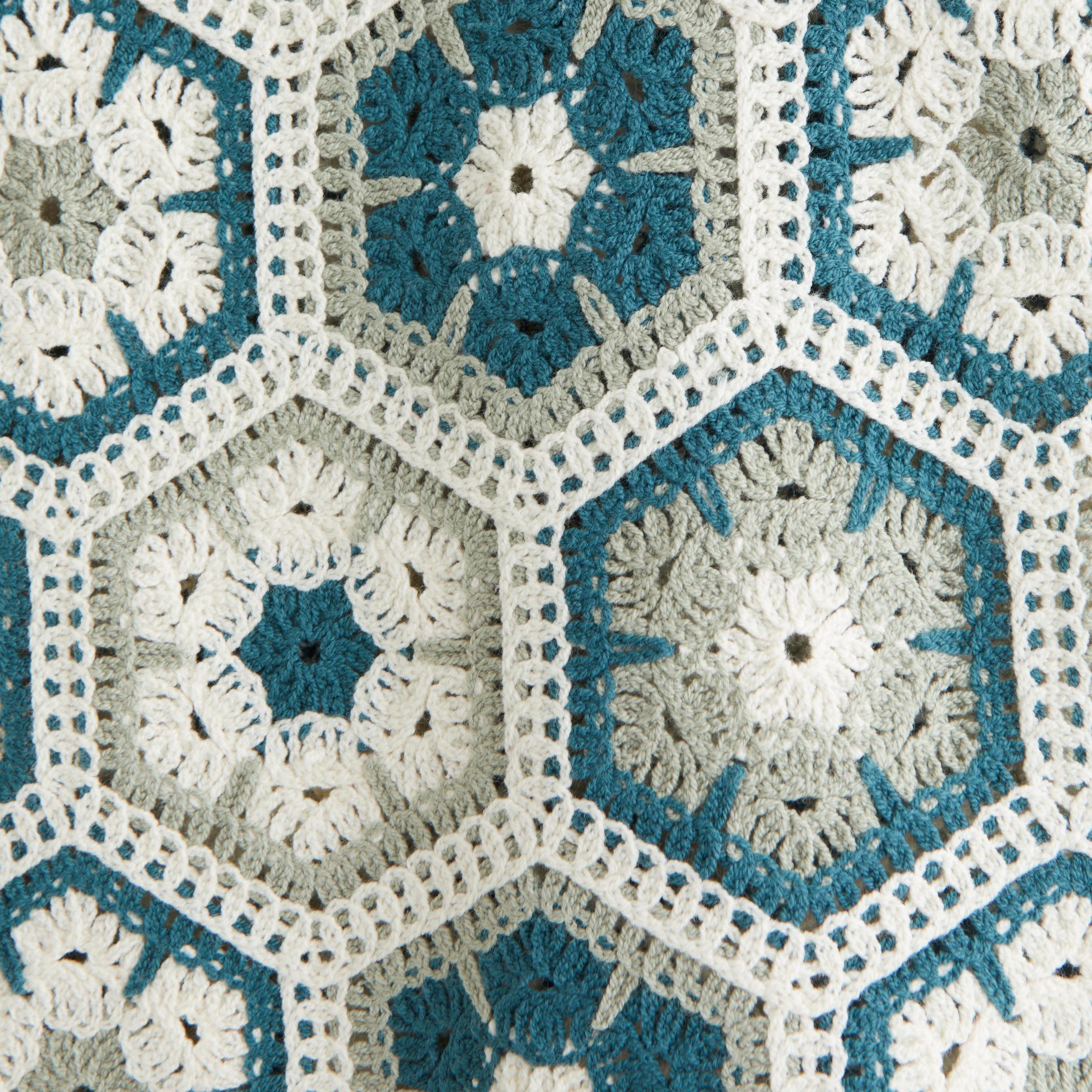 Crochet-Style Border Stripe Button-Through Sweater Polo Product Image