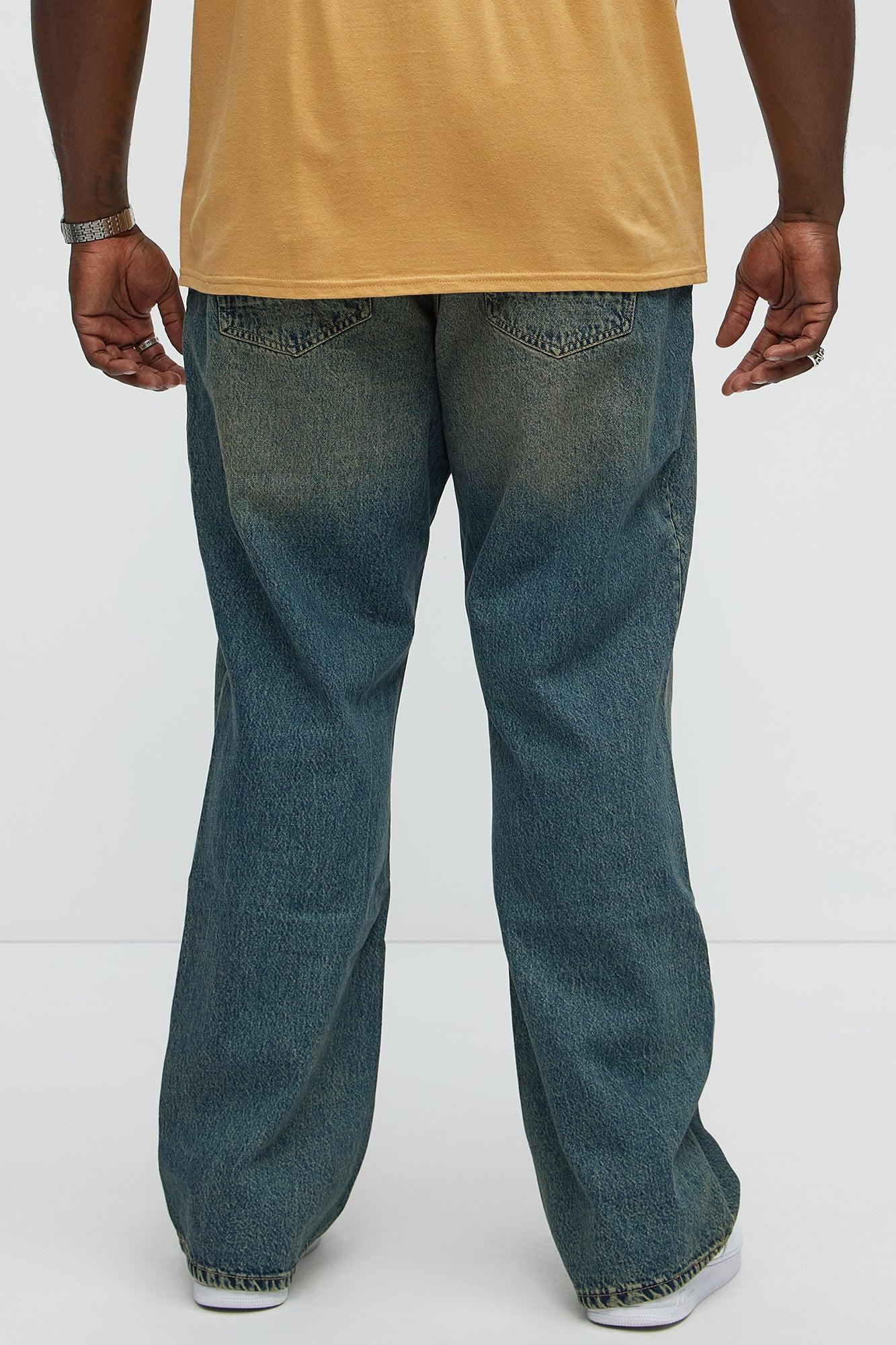 In The Middle Paneled Stacked Slim Flare Jeans - Vintage Blue Wash Male Product Image