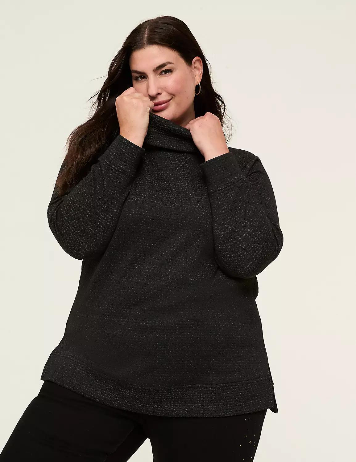 Relaxed Cowlneck Textured Pullover Top Product Image