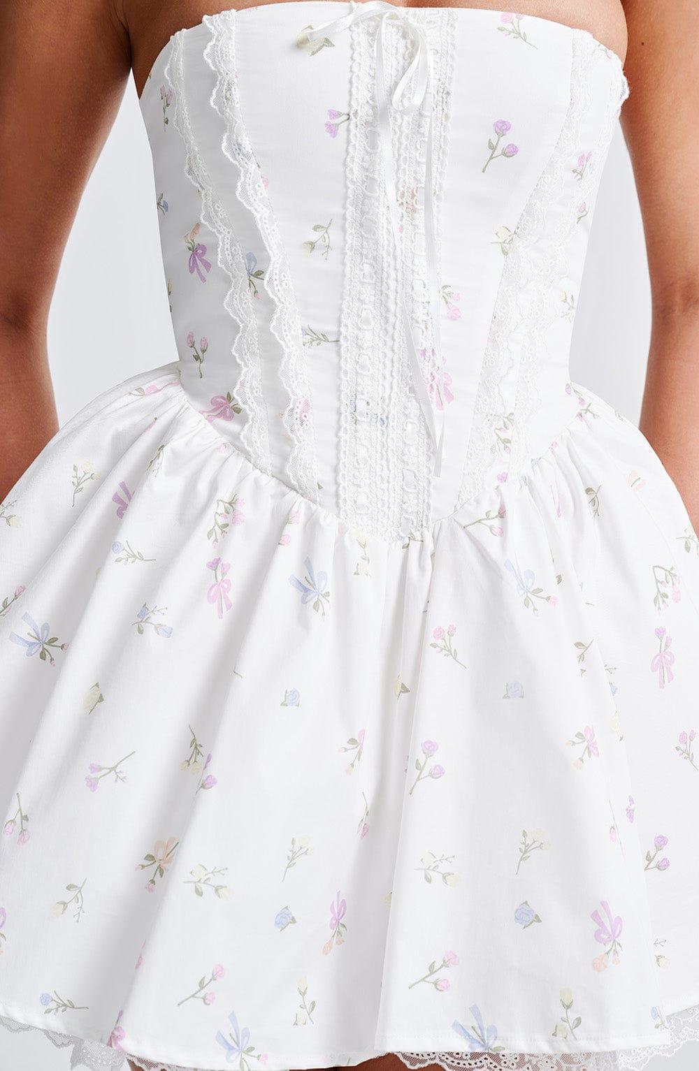 Evie Mini Dress - White Multi Floral Print Product Image