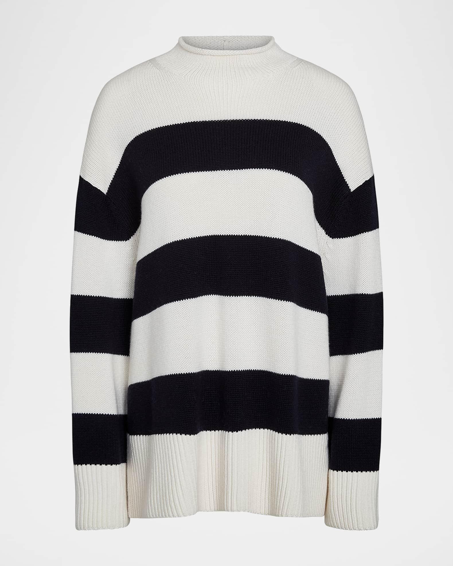 Oversized Stripe Roll-Neck Sweater Product Image