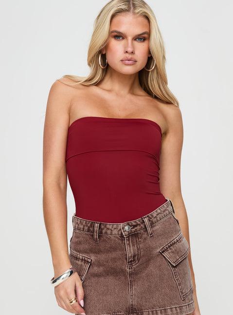 Niner Strapless Bodysuit Burgundy Product Image