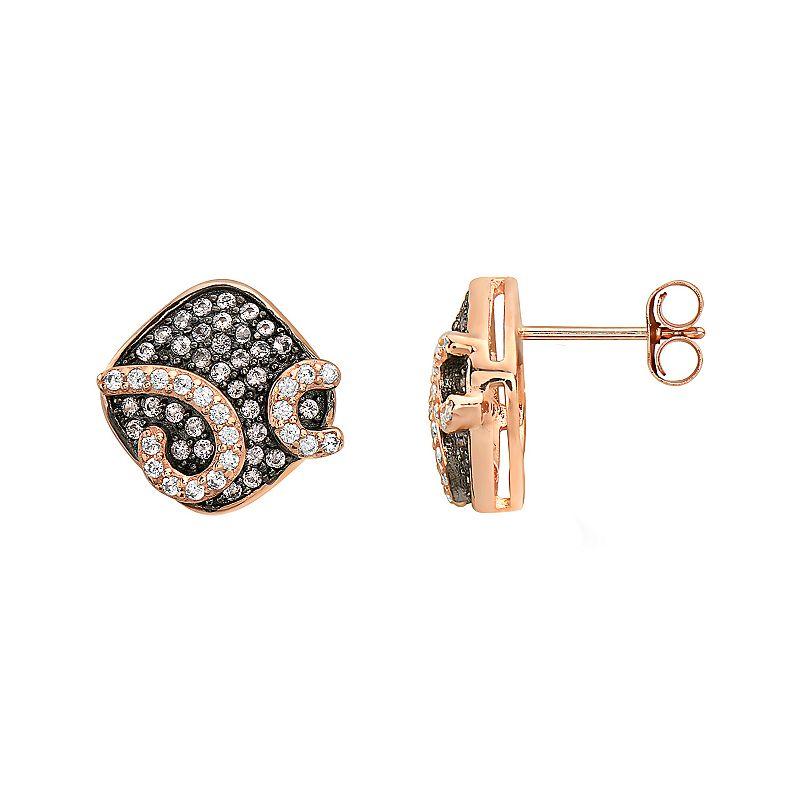 18k Rose Gold Over Sterling Silver Morganite & Cubic Zirconia Stud Earrings, Womens, Multicolor Product Image