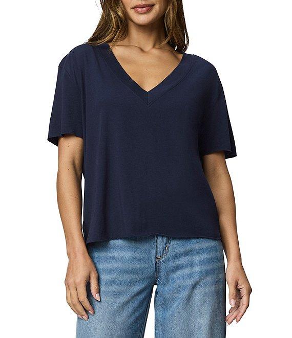 Splendid Kacey Knit Jersey Short Sleeve V-Neck Tee Shirt Product Image