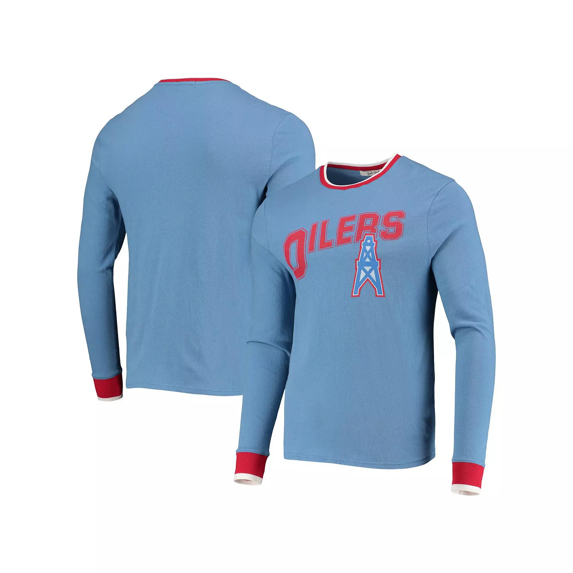Men's Junk Food Light Blue Houston Oilers Ringer Long Sleeve T-Shirt, Size: 2XL, Nfl Light Product Image