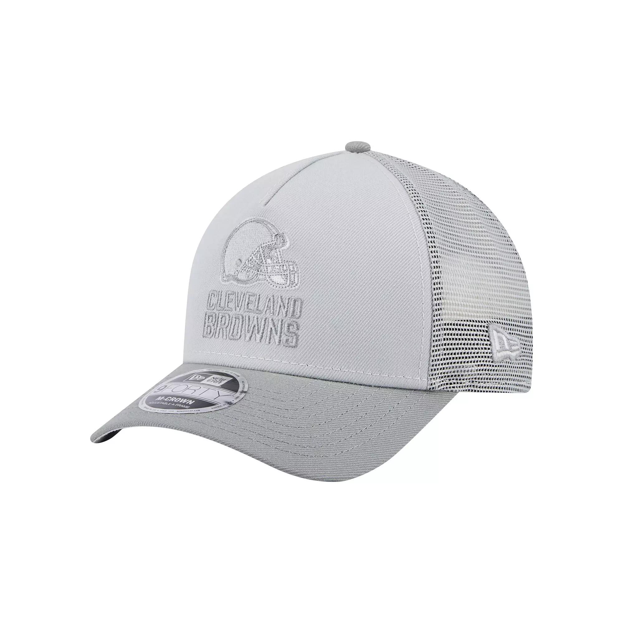 Men's New Era Gray Cleveland Browns Domain 9FORTY A-Frame Trucker Adjustable Hat, Grey Product Image