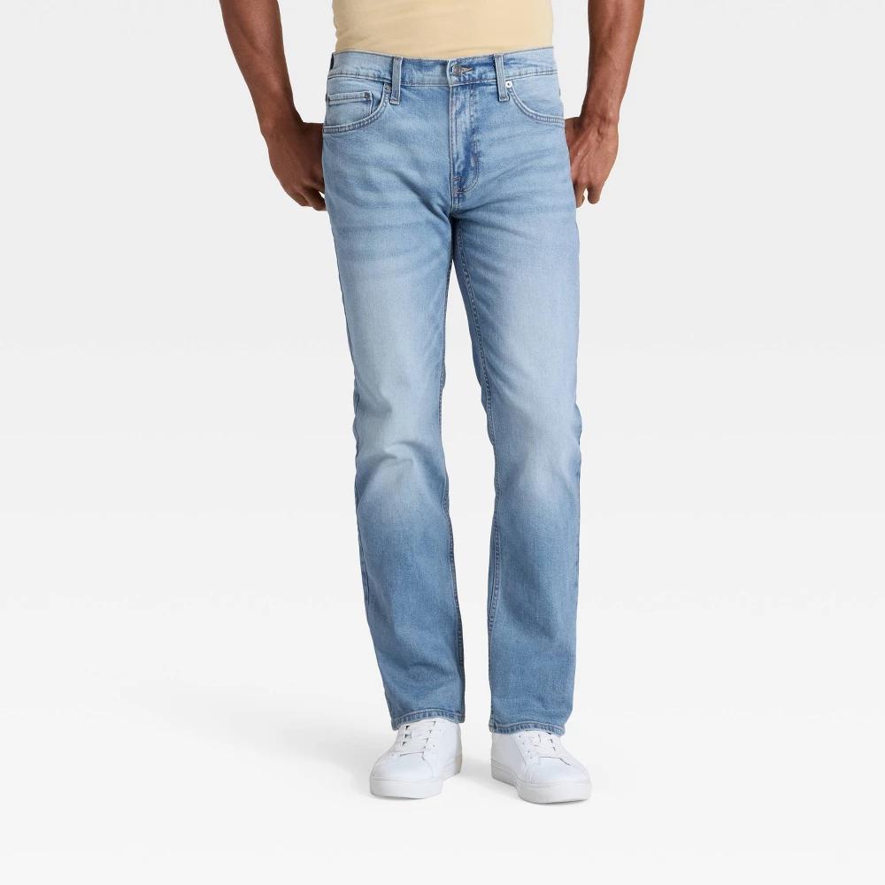 Men's Slim Straight Fit Jeans - Goodfellow & Co™ Indigo Blue 30x32: Heavyweight Denim, Mid Rise, Stretch Product Image