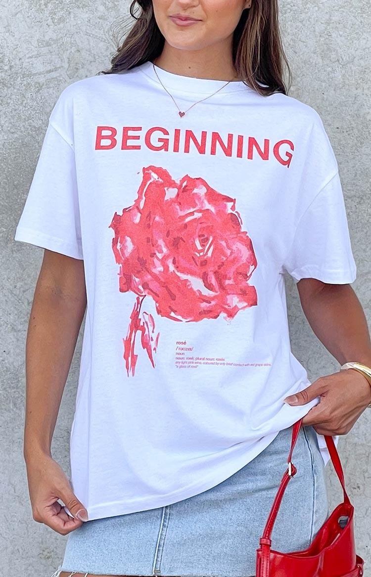 Beginning Rose White Tee Product Image