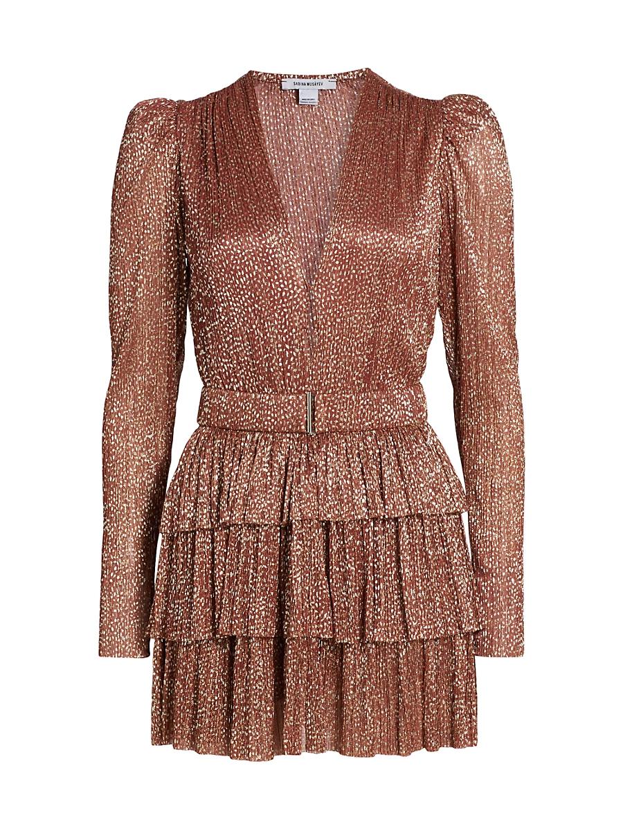 Womens Carry Metallic Foil Ruffled Minidress Product Image