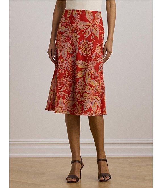 Lauren Ralph Lauren Floral Crinkle Georgette A-Line Pull-On Skirt Product Image