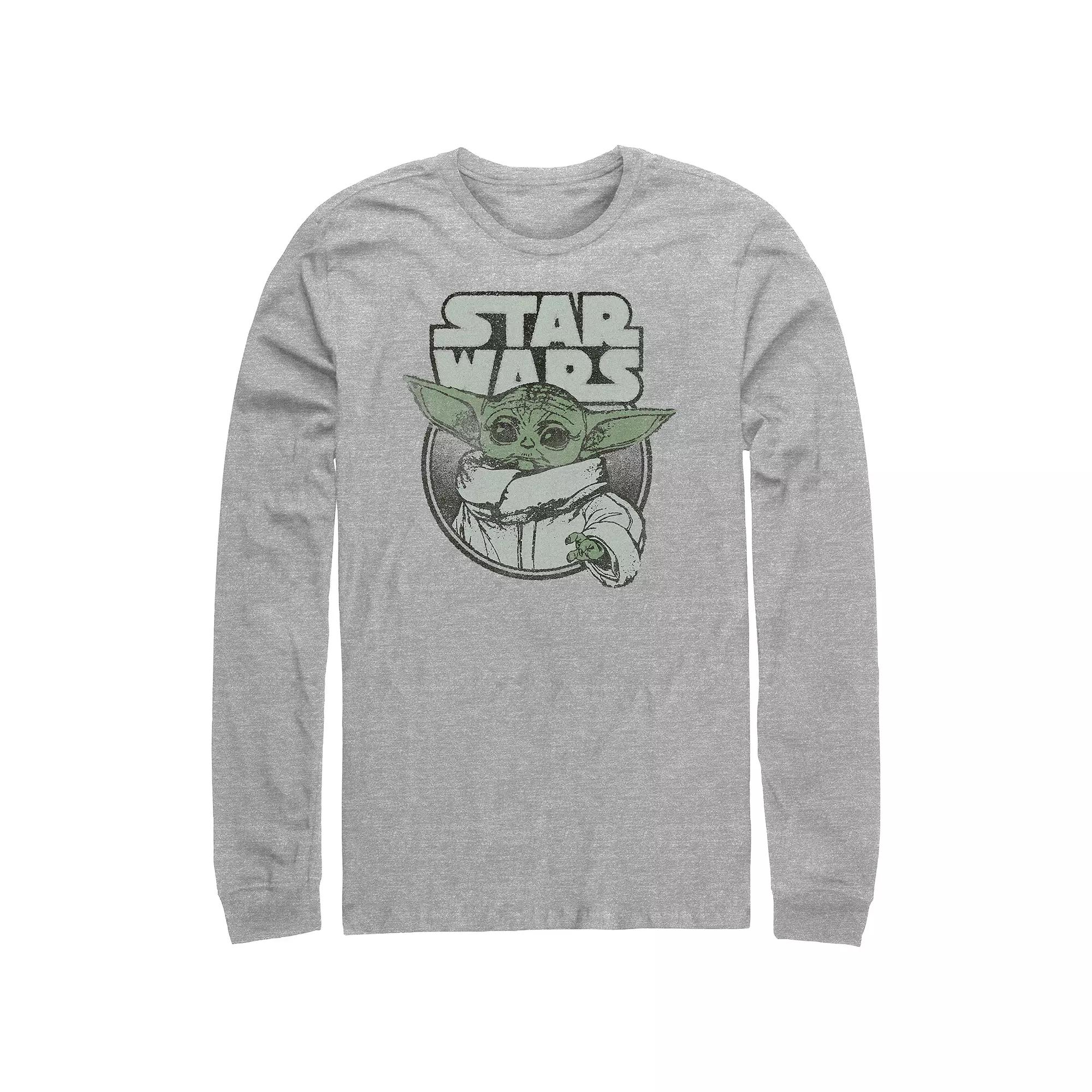 Mens The Mandalorian Grogu Star Wars Stamp Graphic Tee Athletic Grey Product Image