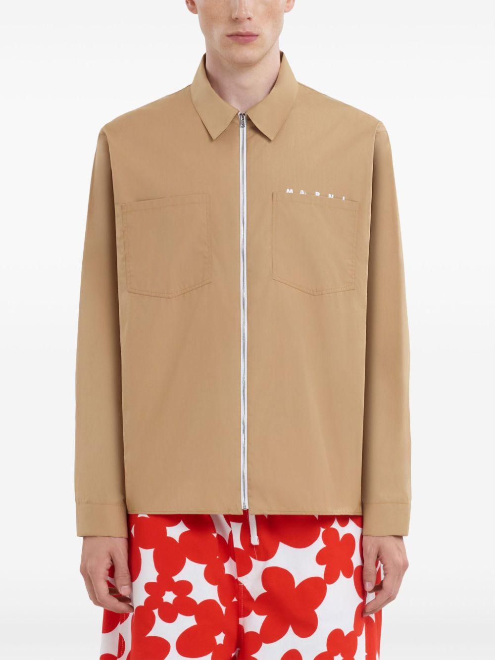 logo-print cotton shirt jacket  Product Image